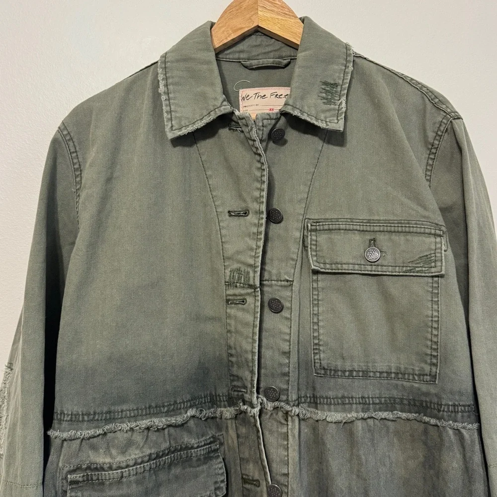 Free People We The Free Forever Free Tiered Jacket size xs army green